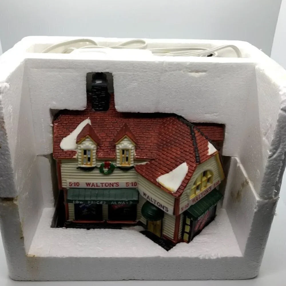 Walton’s 5 & 10 Five and Dime Lighted Christmas Village House Collector Edition